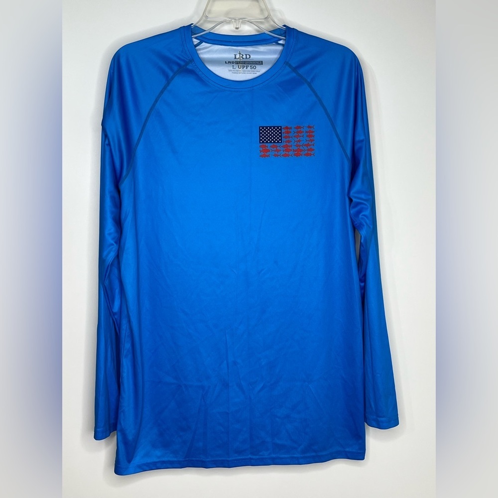 LRD Rule Your World Performance Long Sleeve Patriotic Shirt UPF 50‎ Men's Large